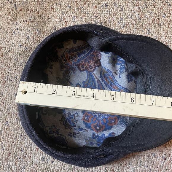 Surell Pure Wool Hat Baseball Cap Black Grey Unisex Adult Size S Made In Italy - Picture 8 of 8